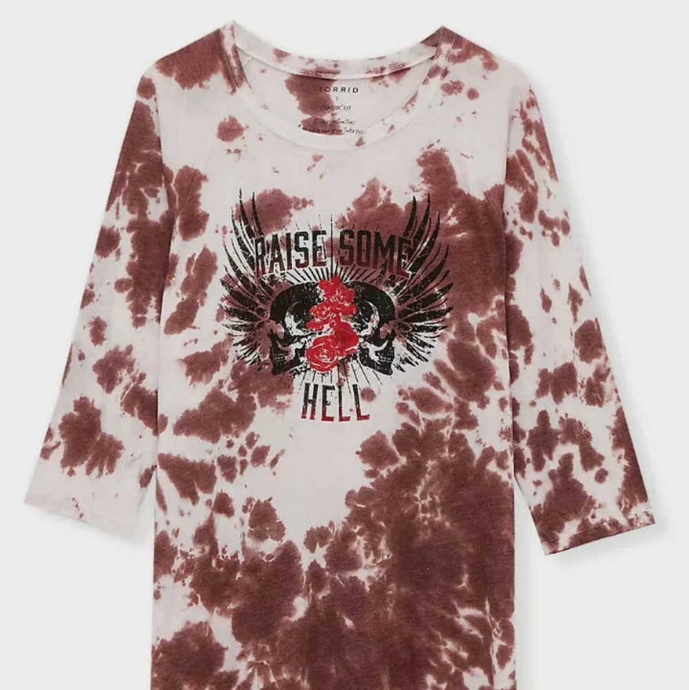 Raise hell classic fit raglan tee - tie-dye brown